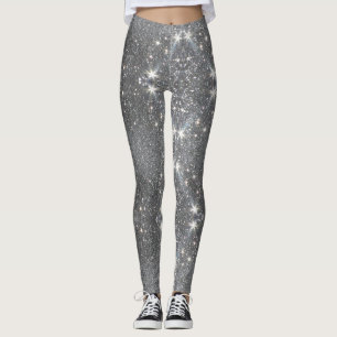 Silver Glitter Effect Dance Stretch Pants - Pant