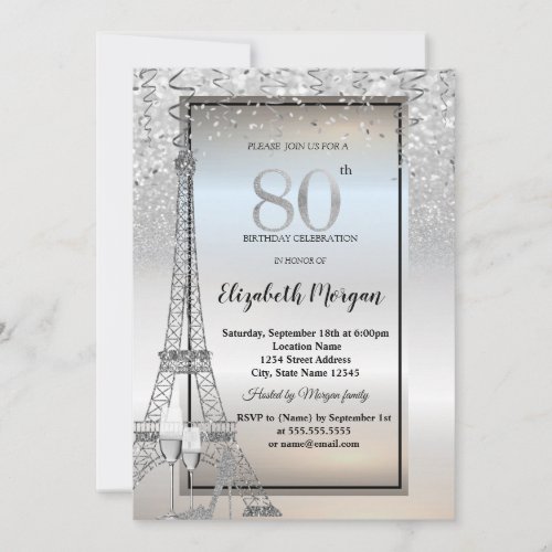 Silver Glitter Eiffel Tower,Glass,Heels 80th