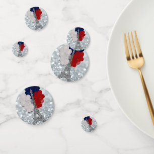 Silver Glitter Eiffel Tower Red White Blue Party Confetti