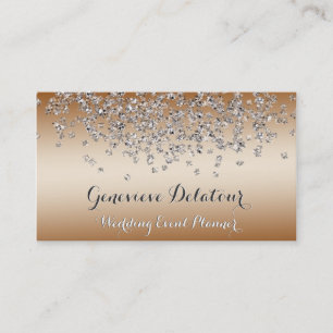 Silver Glitter Elegant Bronze Event Planner Business Card