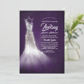 Silver Glitter Elegant Dress Purple Bridal shower Invitation (Standing Front)