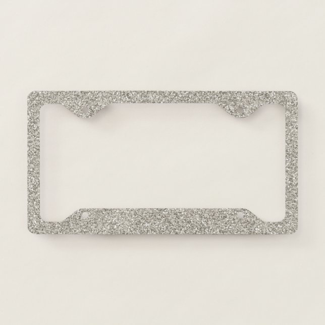 Silver Glitter Elegant Luxury Formal License Plate Frame (Front)