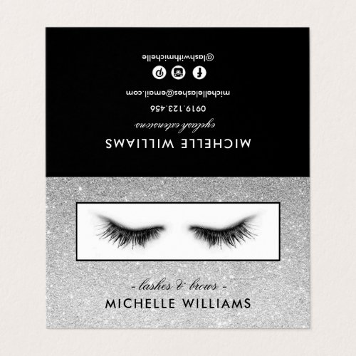 Silver Glitter Eyelashes AfterCare Referral Business Card