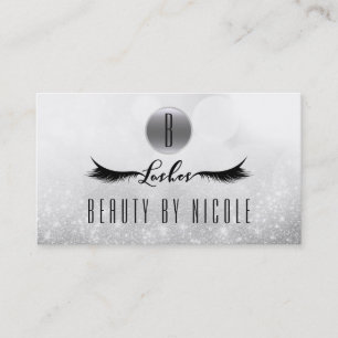 Silver Glitter Eyelashes Customer Loyalty Card