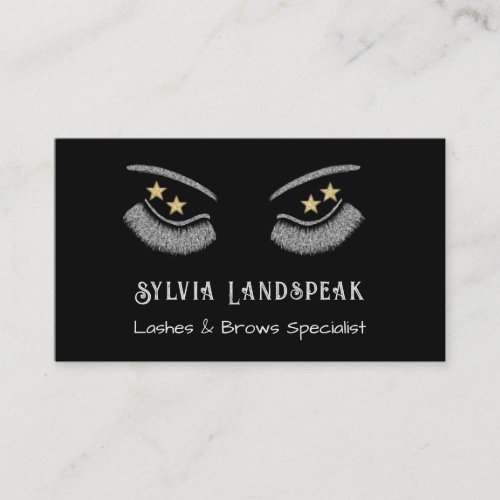 Silver Glitter Eyelashes for Lash Technician Business Card