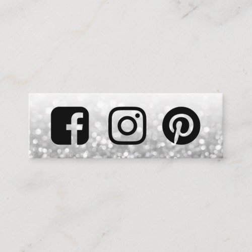 Silver Glitter Facebook Instagram Twitter Mini Business Card