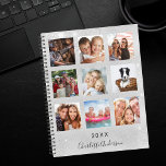 Silver glitter family photo collage monogram 2025 planner<br><div class="desc">Make your own unique family photo collage as a gift for your mom, wife or yourself. Use four, 9 of your favorite photos of your family, friends, dream travel destination or pet! Personalize and add a name and a year. The name is written with a modern hand lettered style script....</div>