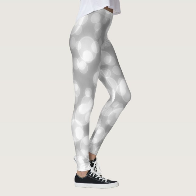 Silver Glitter Faux Foil Bokeh Leggings (Right)