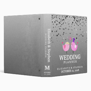 Silver Glitter Faux Foil Confetti Wedding Planner 3 Ring Binder