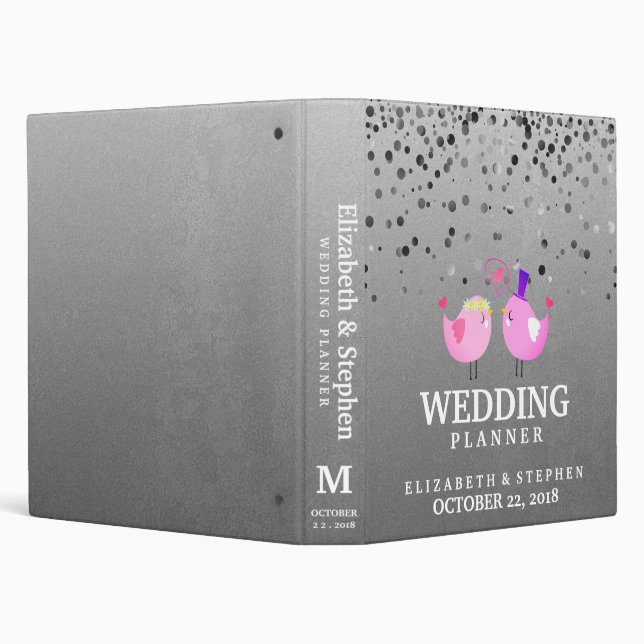 Silver Glitter Faux Foil Confetti Wedding Planner 3 Ring Binder (Background)