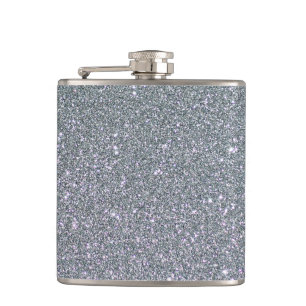 Silver Glitter Faux foil Hip Flask
