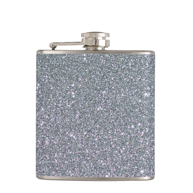 Silver Glitter Faux foil Hip Flask (Front)