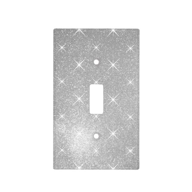 Silver glitter faux sparkly sprint custom light switch cover (Front)
