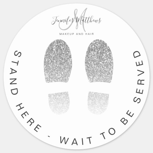 Silver Glitter Feet Salon COVID Social Distance Sticker