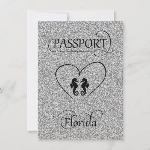 Silver Glitter Florida Passport Save the Date