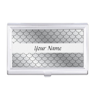 Silver Glitter Foil Dragon Skin Elegant Busines Business Card Case