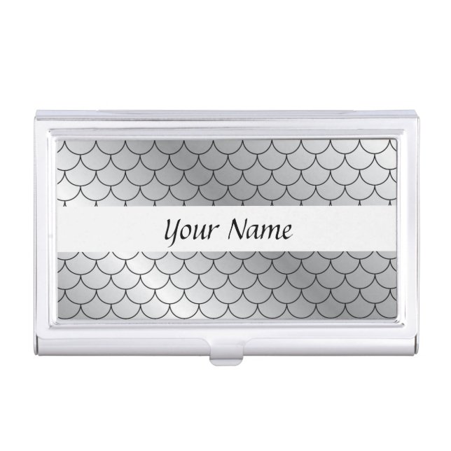Silver Glitter Foil Dragon Skin Elegant Busines Business Card Case (Front)
