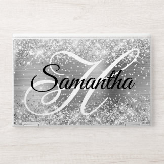 Silver Glitter Foil Fancy Monogram HP Laptop Skin