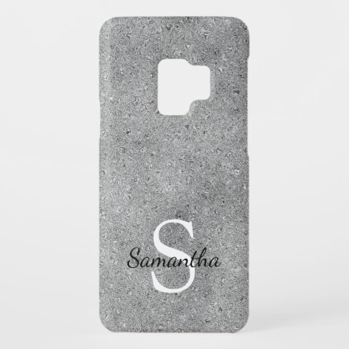 Silver Glitter Foil Sparkle Elegant Monogram Case_Mate Samsung Galaxy S9 Case