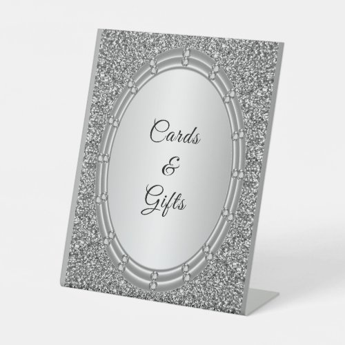 Silver Glitter Frame Cards  Gifts Tabletop Signs