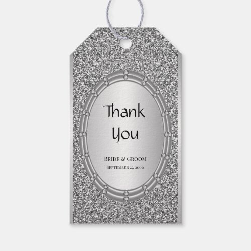 Silver Glitter Frame Gift Tag