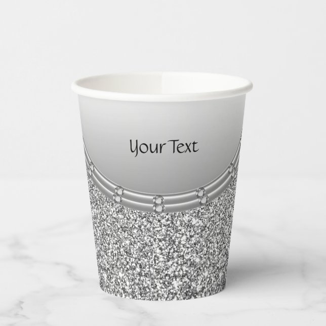 Silver Glitter Frame Paper Cups (Left)