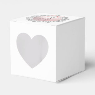 Silver Glitter Frame Pink Bow Baptism Heart Favor Boxes
