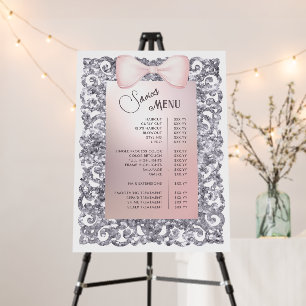 Silver Glitter Frame Pink Bow Services Menu Foam Board