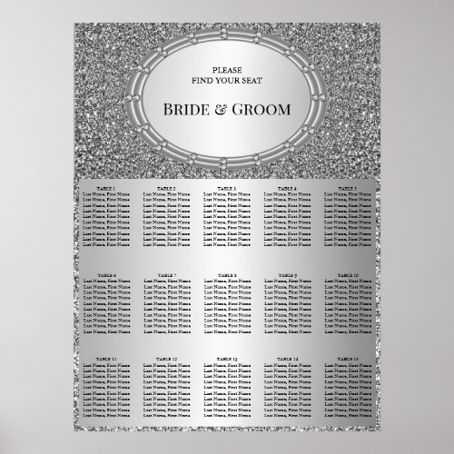 Silver Glitter Frame Seating Chart