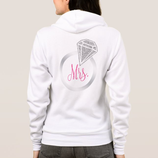 Silver Glitter Girly Bride Mrs Wedding Women's Hoodie (Back)
