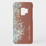 Silver Glitter Girly Custom Name Case-Mate Samsung Galaxy S9 Case<br><div class="desc">Fun girly faux silver glitter on rose gold colored background. Custom name option. Modern,  trendy,  and cute.</div>