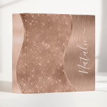 Silver Glitter Glam Bling Personalized Metallic 3  3 Ring Binder<br><div class="desc">Easily personalize this rose gold brushed metal and glamorous faux glitter patterned binder with your own custom name.</div>