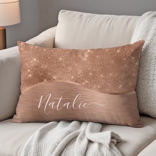 Silver Glitter Glam Bling Personalized Metallic Accent Pillow