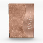 Silver Glitter Glam Bling Personalized Metallic Acrylic Award<br><div class="desc">Easily personalize this rose gold brushed metal and glamorous faux glitter patterned acrylic award with your own custom name.</div>