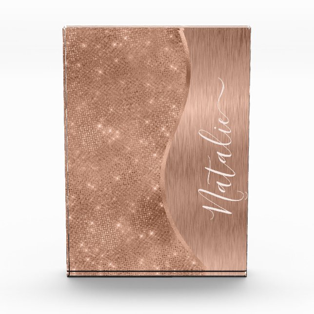 Silver Glitter Glam Bling Personalized Metallic Acrylic Award (Front)