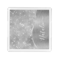 Silver Glitter Glam Bling Personalized Metallic