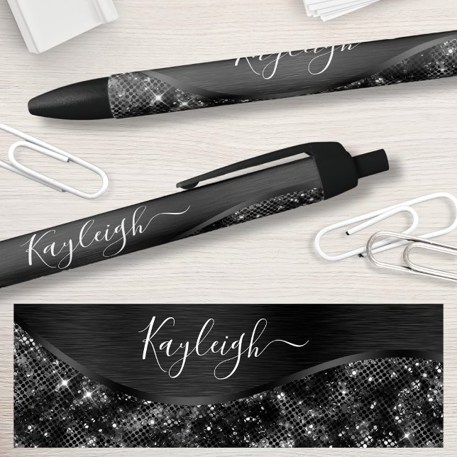 Silver Glitter Glam Bling Personalized Metallic Bl Pen (Creator Uploaded)