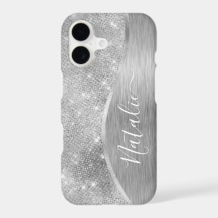 Silver Glitter Glam Bling Personalized Metallic iPhone 17 Case