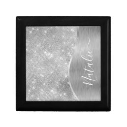 Silver Glitter Glam Bling Personalized Metallic Gift Box