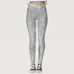 Silver Glitter Glam Bling Personalized Metallic Leggings