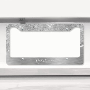Personalized License Plate Frame,My Happy Place is LAS Vegas License Plate  Frame Handmade License Plate Covers with Screw Caps,Colorful Rhinestones