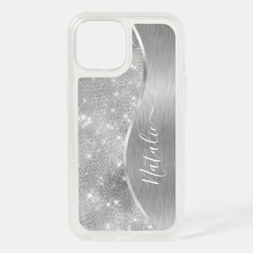 Silver Glitter Glam Bling Personalized Metallic iPhone 15 Case