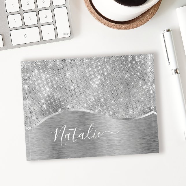 Silver Glitter Glam Bling Personalized Metallic Paperweight (Creator Uploaded)