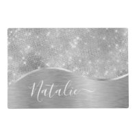 Silver Glitter Glam Bling Personalized Metallic