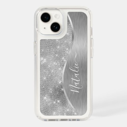 Silver Glitter Glam Bling Personalized Metallic Speck iPhone 14 Case