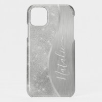 Silver Glitter Glam Bling Personalized Metallic