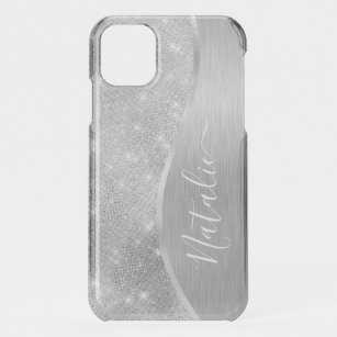 Silver Glitter Glam Bling Personalized Metallic iPhone 11 Case