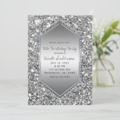 Silver Glitter Glam Chic Birthday Party Any Event Invitation (Standing Front)