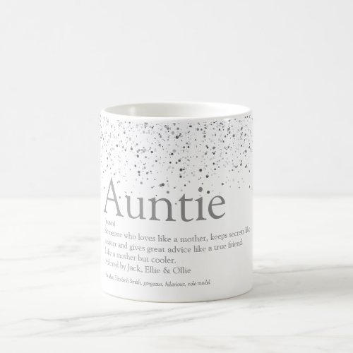 Silver Glitter Glam Cool Auntie Aunt Definition  Coffee Mug