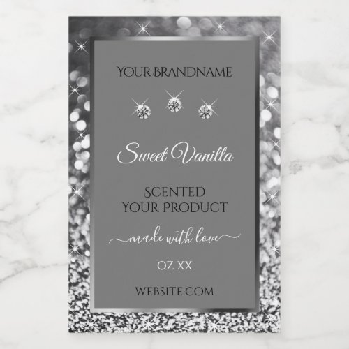 Silver Glitter Glam Gray Product Packaging Labels